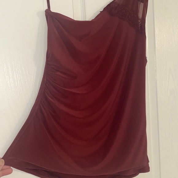 WHBM, one shoulder blouse with lace trim. - Picture 6 of 6